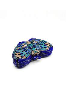 迷你蝴蝶造型手拿包，女士水晶晚宴包，蝴蝶镂空金属水钻手工钱包，新娘婚礼水钻手拿包，奢华水晶手拿包，女士手提包，适合舞会和派对活动 - 彩色 - 查看 6