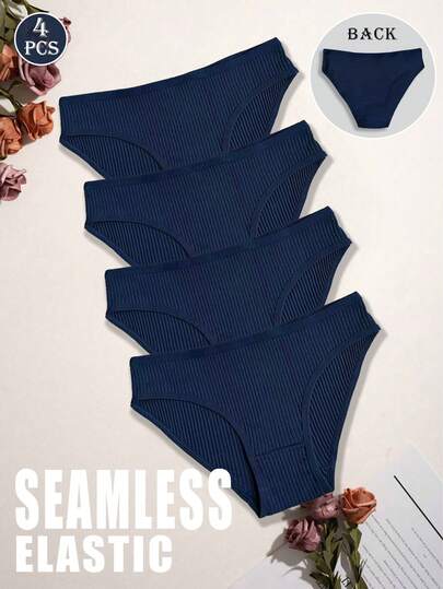 4 st ribbade trosor bekväma söta trosor för kvinnor