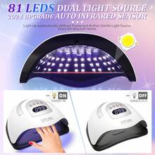 Lâmpada de Unhas UV com 81 LEDs, Máquina Secadora de Unhas com Tela LCD, Secagem Rápida, Lâmpada de Manicure para Curar Todas as Unhas, Ferramentas de Arte de Unhas em Gel