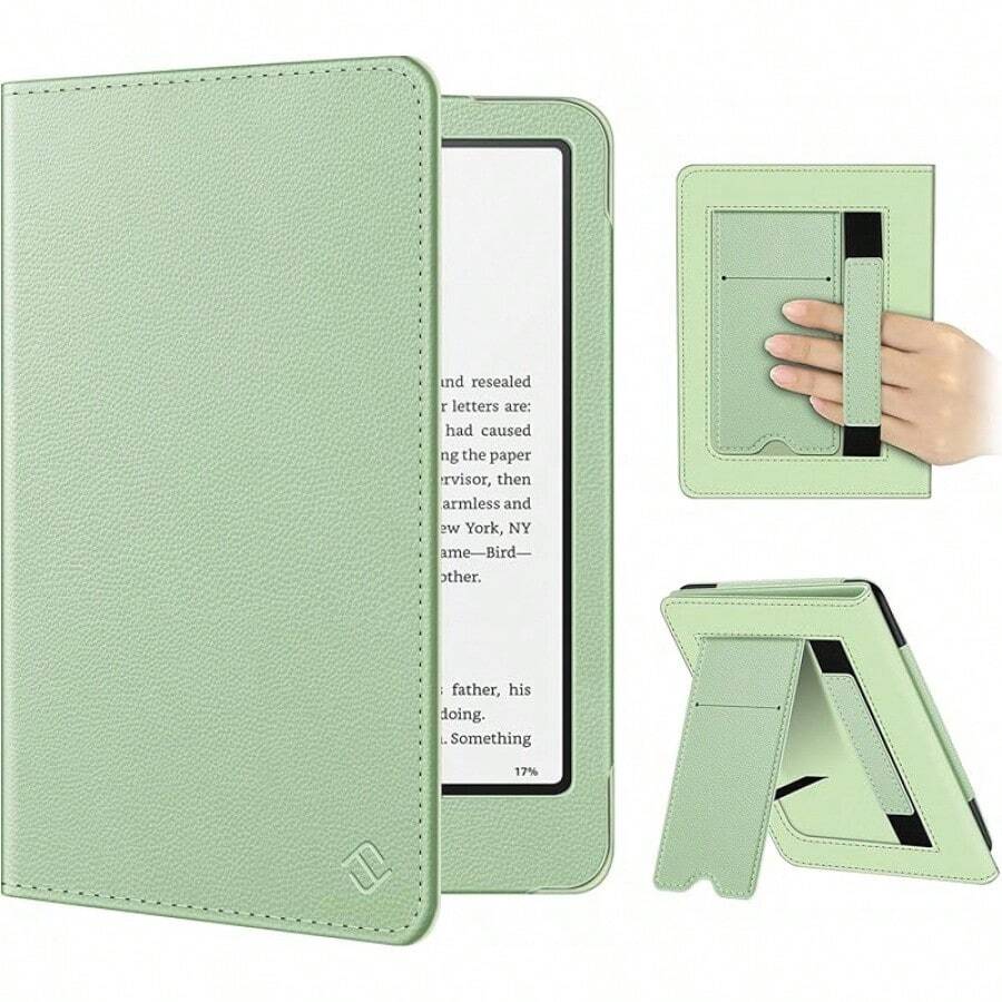 Fintie Kindle Case For 7"/6.8" Paperwhite (12th/11th Gen, 2024/2021), Kindle Colorsoft Signature – Slim Foldable Stand Cover With Hand Strap, Auto Sleep/Wake, Vintage Brown – Fits Kindle Case Paperwhite 12th Gen, 11th Generation, 7 Inch, With Handle & Card Slot - Sage Green - 查看 1
