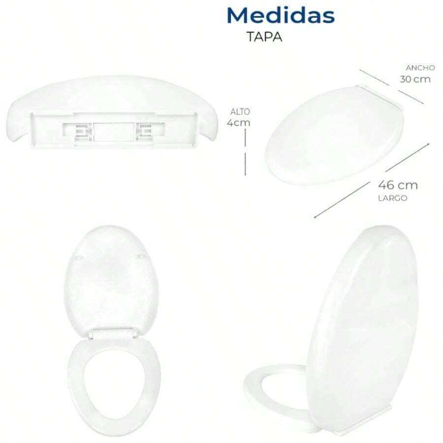 Asiento de Inodoro con Abatimiento de Cierre Lento, Fabricado en Plstico Reistente Color Blanco con Kit de Instalacin. - blanco - Ver 1