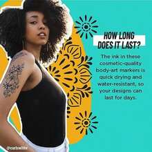 BIC BodyMark Temporary Tattoo Markers For Skin, Henna Vibes, Flexible Brush Tip, 2-Count Pack Of Assorted Colors, Skin-*, Cosmetic Quality(Default) - Type1 - View 6