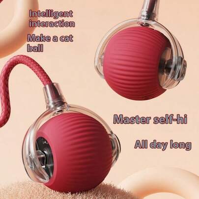 Intelligent Interactive Cat Toy Ball, With USB Rechargeable Lithium Polymer Battery, Durable Plastic Striped Ball, Suitable For All Cat Species, Featuring Replaceable Shell And Automatic Rolling Function.