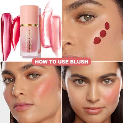 HANDAIYAN Waterproof Long-Lasting High-Pigment Blush, Natural Radiant Glow, Lightweight Face Makeup, Hot Pink Blush, Suitable For Music Festivals, Parties, Beaches, Halloween, Christmas, Back To School, Autumn/Winter, Daily Makeup