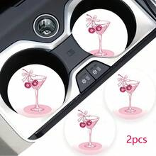 2pcs Car Cup Coaster, Stylish & Durable Fast-Drying Car Cup Mat