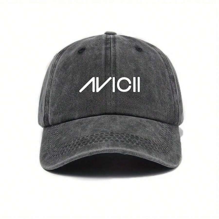 Unisex AVICII Logo Printed Baseball Cap - Lightweight Polyester Breathable Structure, Suitable For Outdoor Sports And Urban Street Style, Spring And Summer Casual Hat - Gray - View 1