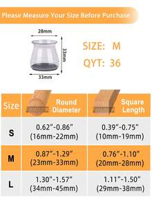 4/8/16/24/36 件装家具腿保护垫，适用于硬木地板，家具垫，椅子腿滑垫，硅胶椅腿套，防止地板刮伤并降低噪音，适用于厨房、客厅、卧室、咖啡厅，3 种款式可选 - 透明淺灰 - 查看 22