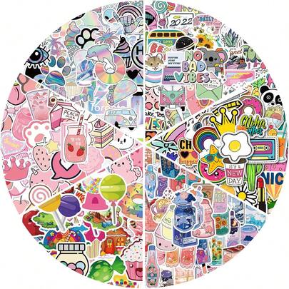 Pegatinas impermeables coloridas y lindas, pegatinas de vinilo para cocina, adecuadas para termos, laptops, coches, patinetas, premios de clase, adecuadas para chicas adolescentes, niños, adultos, pegatinas kawaii (300 hojas)