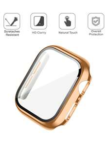 Huastonband 適用於 錶帶與手錶保護殼，PC 硬質材料白色框架、水鑽玫瑰金框架，附螢幕保護膜，一體式防撞防刮手錶保護殼，配錶帶 41mm 42mm 44mm 45mm 46mm 49mm，智慧手錶配件腕帶，男女款 SE/S11/S10/S9/S8/S7/S6/S5/S4，夏季女款配件，海灘派對活動舞會度假禮物，畢業季返校季 - 棕色 - 查看 5