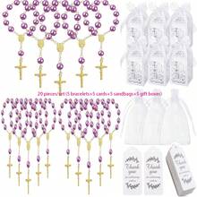 120pcs Baptism Shower Wedding First Communion Decoration Kit, Includes 30pcs Mini Beads, 30pcs Cross-Shaped Small Boxes, 30pcs Organizational Gift Bags, 30pcs Thank You Kraft Paper Labels, Made Of Plastic, For Wedding, Shower, Baptism, First Communion, Spring, Summer, Fall, Winter - 彩色 - 查看 49