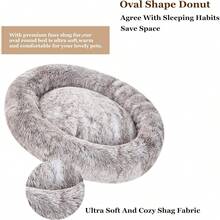 Oval Calming Donut Cuddler Dog Bed, Shag Faux Fur Washable Round Pillow Pet Bed For Small Medium Dogs (XXL(43"X34"X8"), Light Brown), Popular In 2025 - Nâu nhạt - Xem 2