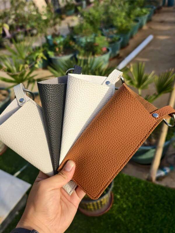 1pc Portable Hanging Keychain Eyeglasses Storage Bag, PU Sunglasses/Eyeglasses Case, Men/Women Eyewear Accessories, Leather Soft Pouch, Fashion Reading Glasses Holder With Keyring, Convenient For Travel, Commute, Party, Birthday, Halloween, Christmas Gifts