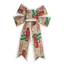 Christmas Bow Decoration With Reindeer And Tree Pattern Holiday Festive Decor For Home - White - View 4
