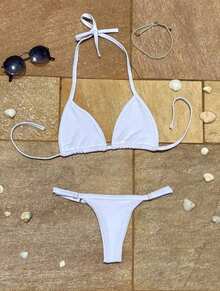 Women's Summer Triangle Bikini With Side Adjustment - 白色 - 查看 4
