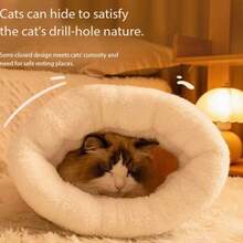 1pc Cat Sleeping Bag, Comfortable Cat Sleeping Bag, Cat Winter Sleeping Bag, Warm And Cozy Cat Sleeping Bag - Semi-Enclosed Soft Plush Sleeping Bag - Suitable For Indoor Cats - Multicolor - View 3