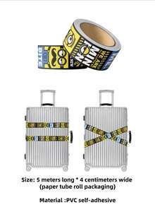 5m/Rollo Cinta adhesiva impermeable de PVC con diseños de dibujos animados lindos, rollo de pegatinas decorativas de advertencia al por mayor