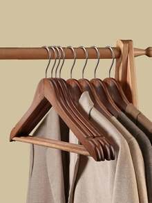 Customized Natural Solid Wood Hanger - Carved With Your Exclusive Logo, Wooden Rotating Clothes Hanger For Clothing Store Wardrobe, Wooden Clothes Rack, Adult Non-Slip Wooden Hanger, Hotel Coat Hanger With Non-Slip Function