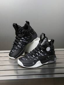 1 Pair Women's Breathable Mesh Printed High-Top Lace-Up Sneakers, Basketball Shoes, Casual Sports Shoes, New 2025 Collection, Suitable For All Seasons