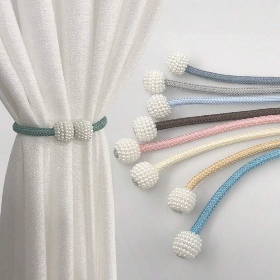 A Pair Of Curtain Ties, Binding Ropes, Curtain Buckles, Binding Decorations, Bed Curtains, Storage Ropes, Magnetic Pearls, No Need For Drilling, Binding