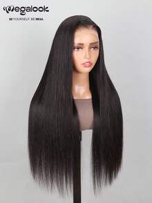 MEGALOOK 13x4 100% 真人处女发蕾丝前假发，自然直发，预漂白发结，预拔毛发际线，透明蕾丝前假发 - 优质处女雷米发，轻盈可调节帽 - 柔软有弹性，全天舒适，极少掉发 - 隐形自然发际线，适合 - 新娘、圣诞派对、约会之夜、度假等场合。 - SNatural - 查看 5