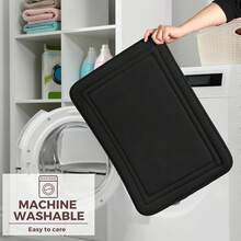 1Pc Memory Foam Bath Mat 15.75 "* 23.62", Anti-S, Fast Drying Machine Washable, High-Density Fast Drying Absorbent Carpet, Super Soft Anti-S Bath Mat, Suitable For Bathroom Floor, Bedroom And Kitchen Bathroom Decor Fall Decor Back To Entryway Decor - Black - View 7