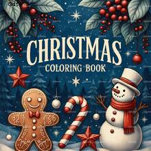GDTME 1 pieza Libro para colorear con tema navideño, cubierta de papel perlado, 24 páginas con papel talla grande grueso mejorado (120g páginas interiores), 7.9x7.9 pulgadas, para colorear por un solo lado, contenido rico y exquisito, adecuado para adolescentes y adultos para aliviar el estrés, regalo perfecto para amigos, parejas y familia. ¡Regalo ideal para Año Nuevo, Navidad, Acción de Gracias!