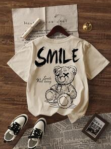 K-GLORY 男士休闲百搭简约印花短袖T恤 - 杏色 - 查看 5