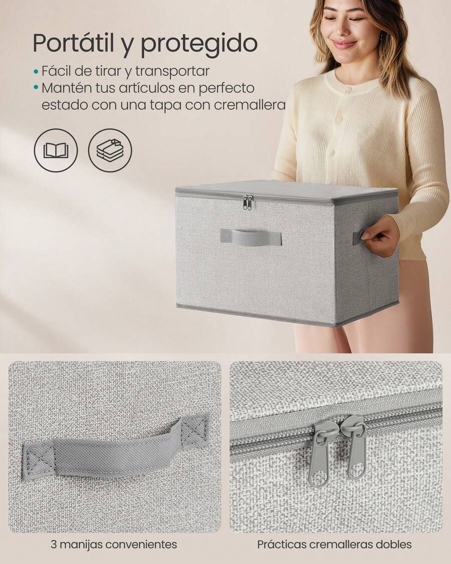 Storage Bins With Lids - 淺灰色 - 查看 1