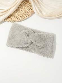 1 faixa de cabeça protetora de orelhas de pelúcia com design cruzado largo, estilo vintage, quente e à prova de vento para mulheres, acessórios de cabelo para outono/inverno - Multicolorido - Ver 5