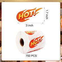 POJHK  750 PCS Rave Hot Stickers 3.1 X 1.7 Inch Flame Fire Shape Labels Self-Adhesive Roll Up Flame Stickers Marking Popular Items For Shops Stores Supermarkets Restaurant Orange Red - 紅2 - 查看 7