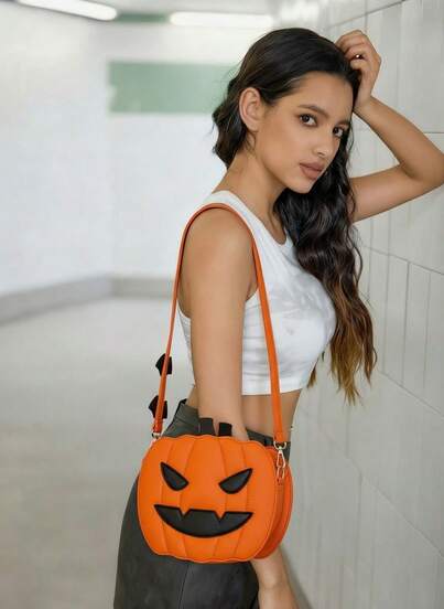 DareSee Bolso bandolera de estilo gótico punk steampunk con diseño de calabaza, color rosa, para adolescentes, mujeres, estudiantes universitarias, chicas de fiesta, perfecto como regalo, para el Día de los Muertos, bolsos de calabaza perfectos para fiestas de disfraces, los mejores regalos para mujeres, que combinan perfectamente con disfraces, regalos para mujeres, festivales de música