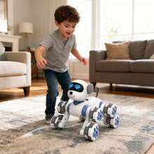 8WD Stunt Remote Control Car Robot Dog Toy, 2.4GHz Remote Control Car Dog Toy, Equipped With LED Eyes, Can Play Music, Manual Sensing Control Of Circling, Lying Down And Other Animal Dog Behaviors, Intelligent Interactive Programmable Robot Gift, Suitable As A Gift For Children Aged 3 To 12 - White - View 4