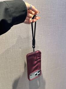 钥匙扣、挂绳 3 件简约高端水波纹手机壳适用于 11、11 Pro、11 Pro Max、12、12 Pro、12 Pro Max、13、13 Pro、13 Pro Max、14、14 Pro、14 Plus、14 Pro Max、15、15 Pro、15 Plus、16、16 Pro、16 Pro Max、16 Plus - 酒紅色 - 查看 3