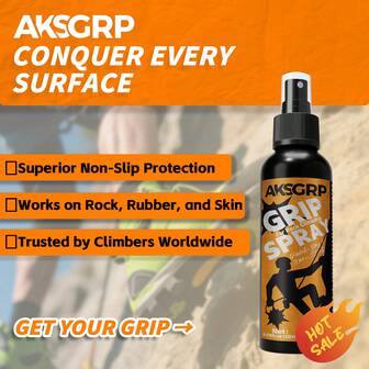 AKSGRP 速干防滑喷雾 | 适用于浴室、厨房、健身房、攀岩馆、汽车、户外。喷雾厚度 0.02 毫米，透明“隐形防滑手套”，30 秒即可成膜。适用于瓷砖、大理石、瑜伽垫、跑步机、泳池边缘、浴缸、宠物清洗站、厨房台面、车门和方向盘、钓鱼竿、运动俱乐部、滑雪杖、游戏鼠标