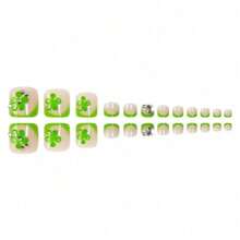 New Summer Fluorescent Green Flower Toe Nail Patch, French Bright  Foot Nail Patch - 伊扎索-1186 - 查看 4