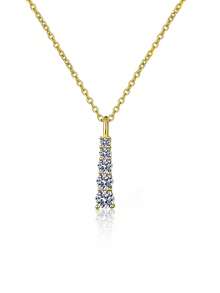 1pc Minimalist 925 Sterling Silver 0.7 Carat Moissanite Necklace, Suitable For Women's Daily Wear, Party, Commute, Valentine's Day, Christmas, Mother's Day Jewelry Gift - XL0035M - View 2