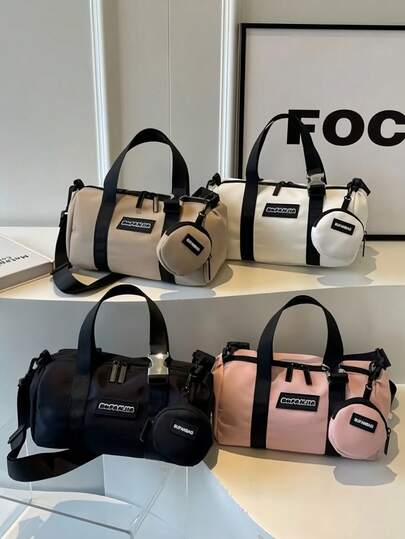 Bolso cilíndrico de moda de Boston, bolso bandolera casual para deportes al aire libre y transporte, versátil y de gran capacidad con opciones de color, correa ajustable cómoda y duradera, bolso para padres e hijos