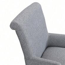 Esszimmerstuhl aus Leinen, 2er-Set mit Beinen aus Massivholz, mit Armlehnen, dickem Kissen, verstellbaren Beinen, Schlafzimmerstuhl, Küchenstuhl, Wohnzimmer-Loungesessel, Grau