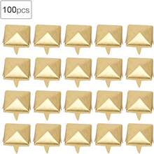 PCS Tachuelas piramidales de metal, Remache Cuadrado de con 4 Puntas para Ropa, Bolso, Cuero, Zapatos, Proyectos de Manualidades de bricolaje. Riverios, Pernos, Metal. (ORO) (PLATA) - Aire - Ver 9