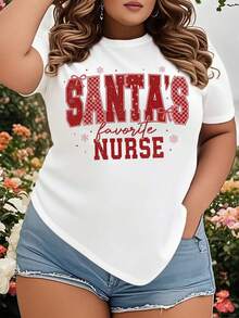 Santa's Favorite Nurse Christmas T-Shirt For Women - Festive Holiday Gift, Red And White Design With Snowflakes, Perfect For Nurses, Christmas Party, Or Xmas Celebration - White - View 1