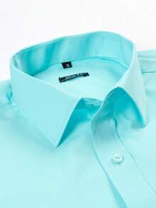 Men's Long Sleeve Dress Shirt, Good Quality, Slim Fit, Microelasticity - Light Green - View 2