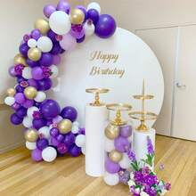 Bộ 32 bóng bay lấp lánh màu tím đậm mờ, vàng kim loại và vàng sáng bóng 12 inch, thích hợp cho sinh nhật, đám cưới, ngày lễ tình nhân, giáng sinh, năm mới, lễ khai mạc, trang trí nhà cửa, sắp xếp bóng bay, tiệc bóng bay, đạo cụ chụp ảnh, phông nền chụp ảnh, trang trí tĩnh vật - vàng tím - Xem 3