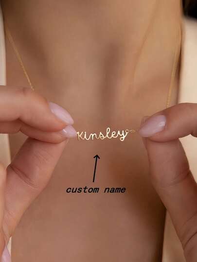1pc Gold Silver Rose Gold Personalized Name Necklace By Caitlin Minimalist Delicate Layered Necklace Delicate Name Charm Jewelry New Mom Gift Gold Stylish,Fall Fashion,Vintage,Unisex,Simple,Casual,Hipster,Goth,Punk Custom,Personalized,Unique Ideal Gifts For Her Her,Boyfriend,Girlfriend,Dad,Mom,Family,Friends,Pets,Son,Daughter,Grandparents For Anniversaries,For Valentine's Day,For Mother's Day,For Birthdays,For Graduation,For Father's Day,For Weddings,For Daily Wear,For Party,For Prom,Customized