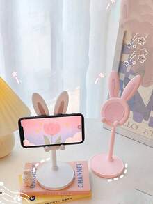 1 pieza Soporte de teléfono ajustable con orejas de conejo lindo para escritorio y tableta, soporte de dibujos animados compatible con iPad y todos los teléfonos inteligentes, diseño de base estable, perfecto para ver videos, transmisión en vivo, juegos y creación de contenido, soporte universal con posicionamiento flexible - Multicolor - Ver 10