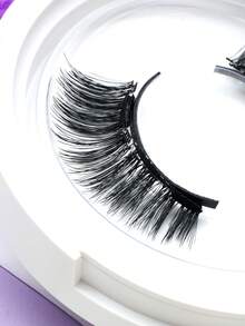 1 Pair Magnetic 3D Thick False Eyelashes With White Clip, All-In-One Style Suitable For Women Party & Date - Fluffy Lashes - View 6