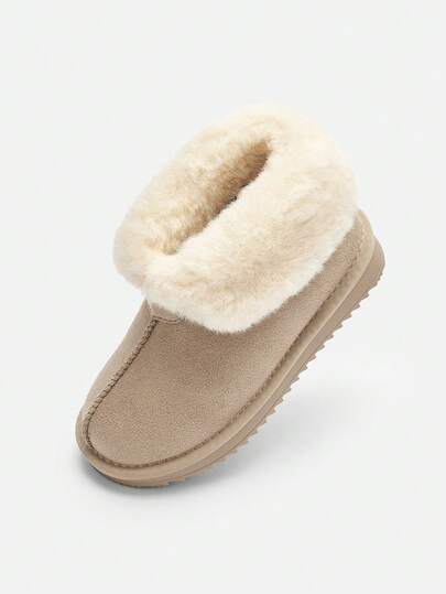 Balabala 儿童雪地靴，男童和女童短款冬靴，2025年款，加厚羊毛，防滑保暖