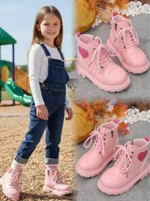 1 Paio di Stivali Rosa Alla Moda e Carini per Bambine/Ragazze, Colore Unito Stile Equestre Semplice, Design con Punta Tonda e Cerniera Laterale per Indossare Facilmente, Realizzati in Pelle PU di Qualità con Fodera Morbida, Suola Spessa e Morbida, Adatti per Ragazze dai 3 ai 15 Anni per Uso Quotidiano, Uscite, Feste, Vacanze, Autunno/Inverno Nuovi