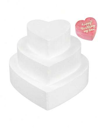 1 pieza Dummies de pastel de espuma, modelos falsos con forma de corazón de poliestireno para la práctica de decoración de pasteles y exhibición para el Día de San Valentín y bodas