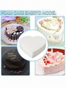 1pc Foam Cake Dummies, Styro- Foam Heart-Shaped Fake Models Polystyrene Embryo Cake Decorating Practice Cake Modelling For Valentines Day Wedding Display - Multicolor - View 2