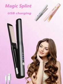2-In-1 Wireless Mini Portable Hair Straightener & Curler, Ceramic Coated Wireless Straightener, USB Charging, 4 Temperature Settings, Up To 30 Min Continuous Use, Suitable For Travel, Party, Home, Dorm, Great Gift, With 2600mAh Battery - Multicolor - View 11